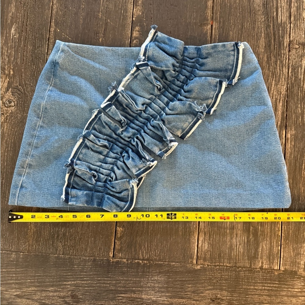 Zara Denim Ruffle Mini Skirt - Picture 6 of 11